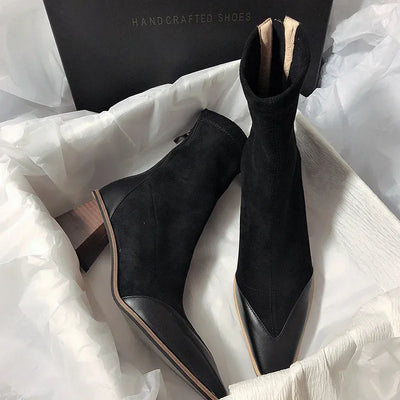 Winter Women's Ankle Boots Fashion Pointed Toe High Heel Short Boats Ladies Elegant Morder Bootties