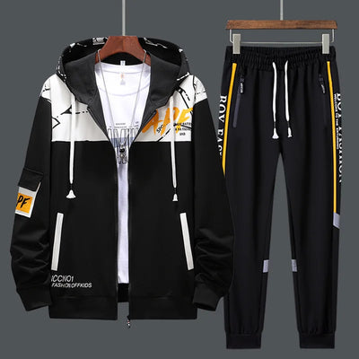 Men Tracksuit Sweat Suits Mens Patchwork 2 Piece Hoodie+Pants Set Hip Sweatpants Hop Fashion Streetwear Sports Clothing Set 4XL