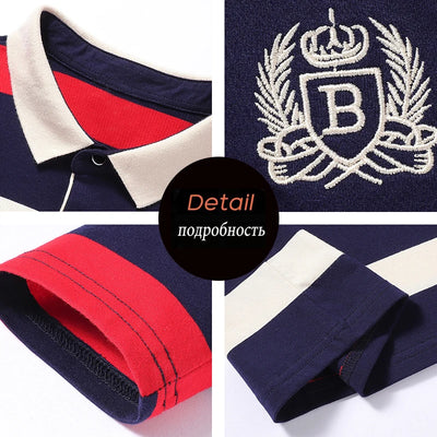 Spring Men Polo Shirt Cotton Long Sleeve Stripe Polo Shirt Men Autumn Embroidery Casual Fashion Polo Shirt Business T-shirts Men