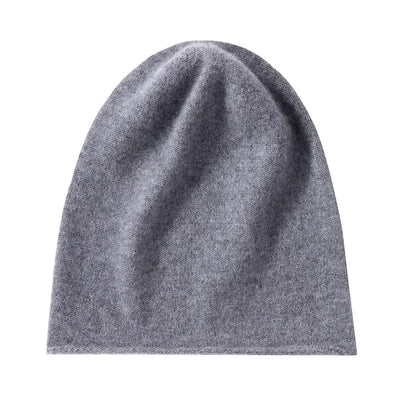 High Quality Pure Cashmere Hat Men Women Autumn Winter Warm Knit Curled Cold Wool Cap Male Casual Classic Solid Beanie Couple