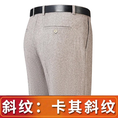 Autumn and Winter Men Thick Woolen Cloth Suit Pants Casual Straight Drape Korean Fashion Business Trousers Male Clothing Q78