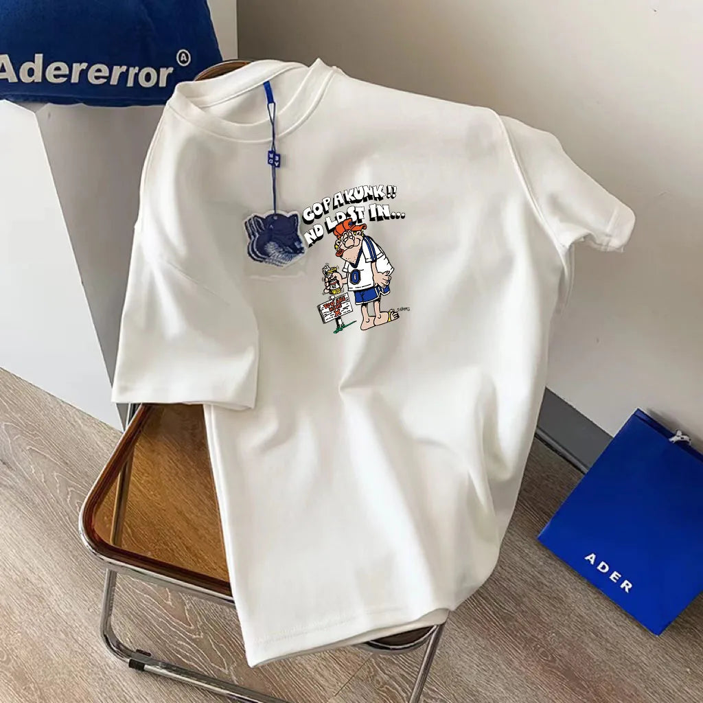 2025 Summer Large Size Short-sleeved T-shirt Loose and Thin Trendy Cotton Crew Neck Top Men's and Women's Street Fashion