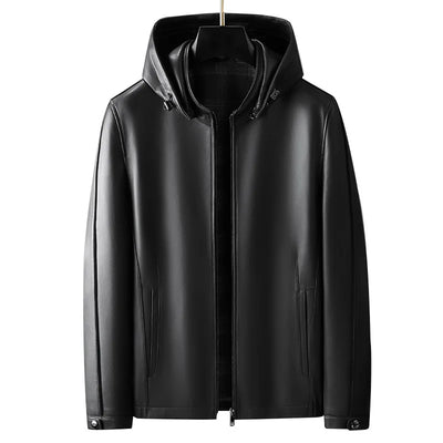 Men's Leather Jackets, Hooded Jacket, Genuine Sheepskin jacket, Busines Handsome Men's Wear, Casual Coat, Spring Autumn