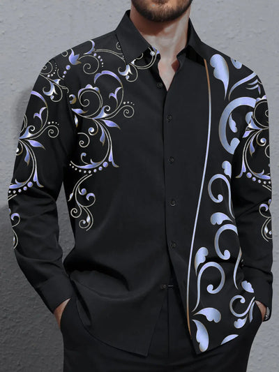Men's shirts, button down shirts, casual shirts, spring and summer, printed long sleeves, daily, fashionable, comfortable