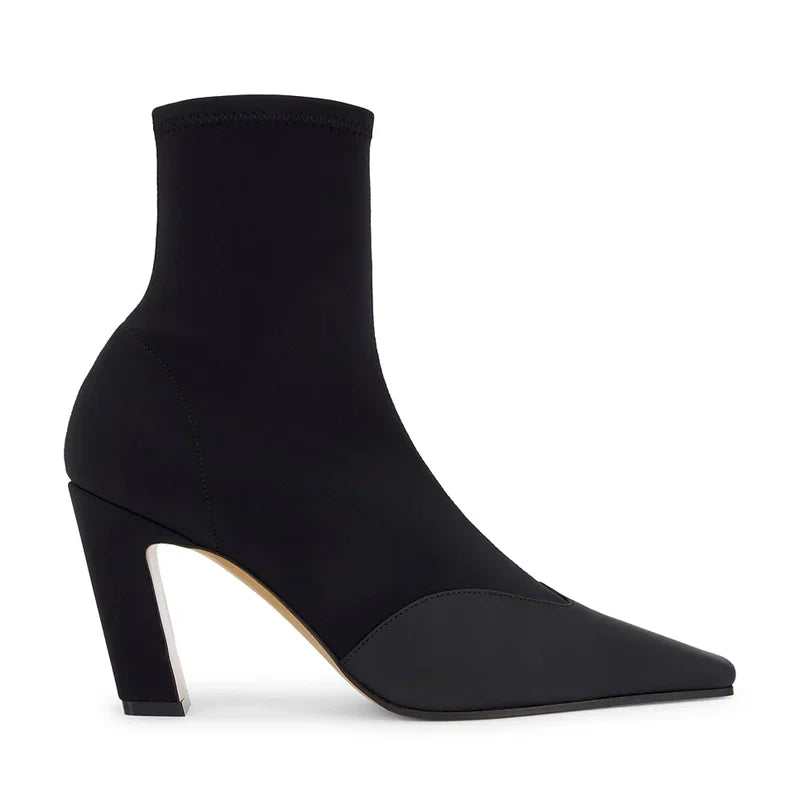 Leather Patchwork Sewing Ankle Boots Sexy Square Toe Zipper Thin Heel Accept Customized New Arrivals Fashion Women Boots