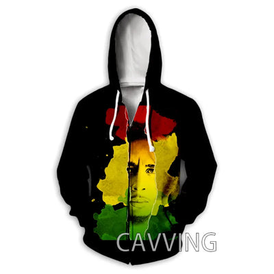 New Fashion 3D Print BOB MARLEY  Zipper Hoodies Zip Up Hooded Sweatshirts Harajuku Hoodie Hip Hop Sweatshirts  H02