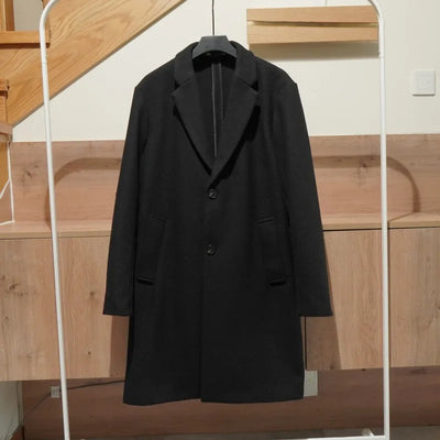 European and American men's medium and long 40% wool woolen gray suit collar woolen coat men