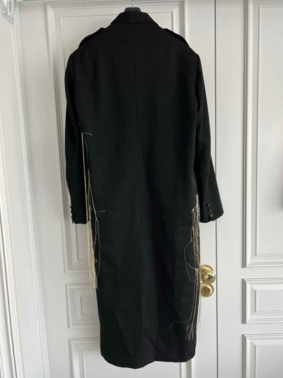TOP-YAMAMOTO original design black wool embroidered coat