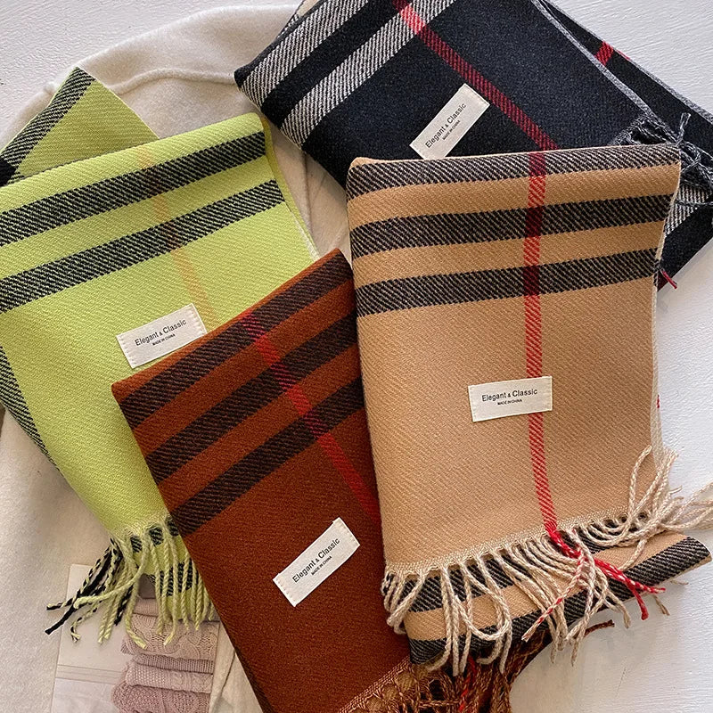 New classic Autumn Winter Fashion Cashmere Plaid Design Scarf Men Women Warm Thickening Shawl Neckerchief Scarves Bufanda Tassel