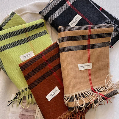 New classic Autumn Winter Fashion Cashmere Plaid Design Scarf Men Women Warm Thickening Shawl Neckerchief Scarves Bufanda Tassel