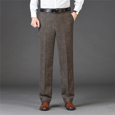 Autumn and Winter Men Thick Woolen Cloth Suit Pants Casual Straight Drape Korean Fashion Business Trousers Male Clothing Q78