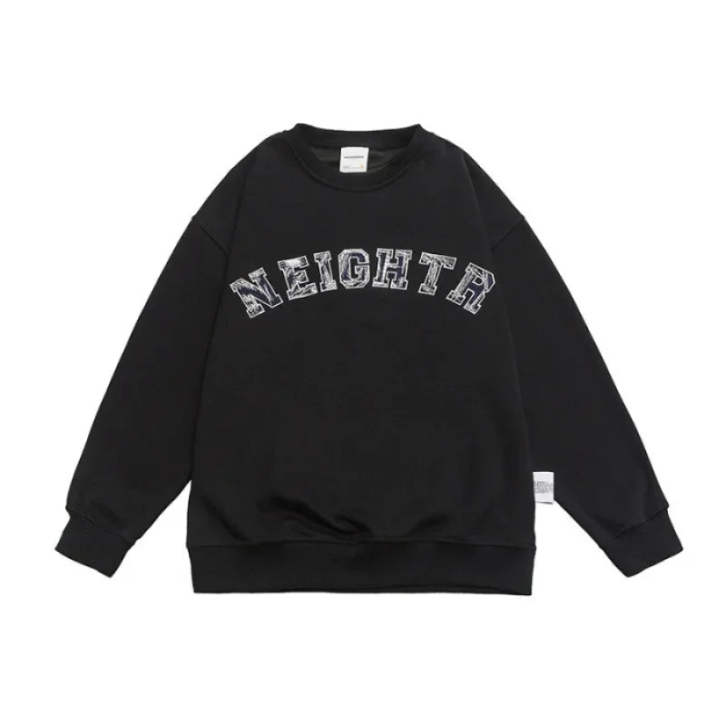 Casual Loose Long Sleeve round Neck Sweatshirt Embroidery for Men Autumn Fashion Brand Couple Matching Comfortable Streetwear