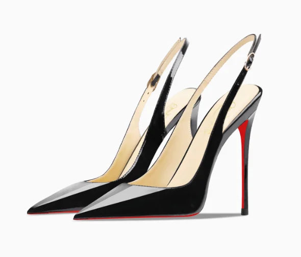 New nude suede high-heeled sandals with pointed, thin heels and shallow mouth for summer. One foot style single shoe