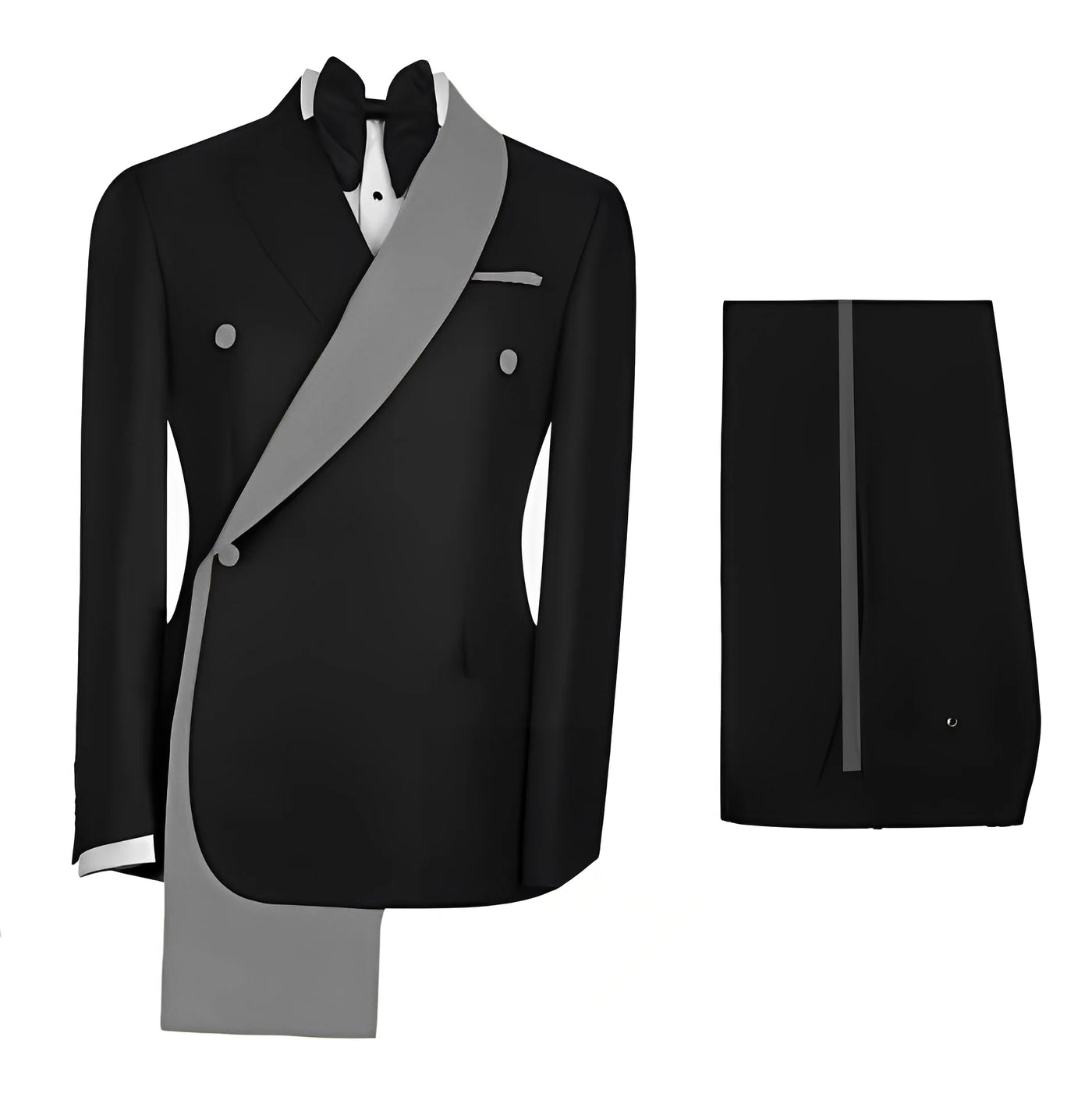 Fashionable Men's Suit 2 piece Set Black Jacket With Gold Collar Wedding Groom Tuxedo Classic Men's Tailored Blazer Pants