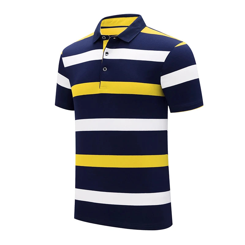 New Summer Men Classic Striped Polo Mens Cotton Short-Sleeved Embroidered Business Casual Hot Polo Shirt Male Dropshipping