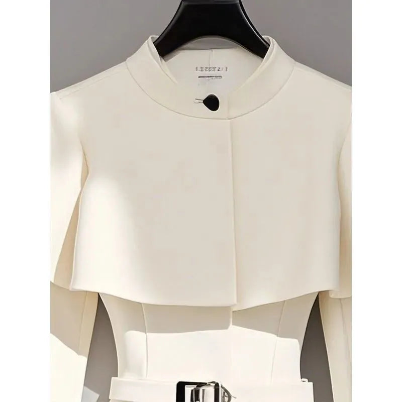 Fashion Chic Pullover Jacket Women Spring Autumn New 2025 Slim Long-sleeved Cape Shawl Waist Soft Korean Casual Coat Female Tops