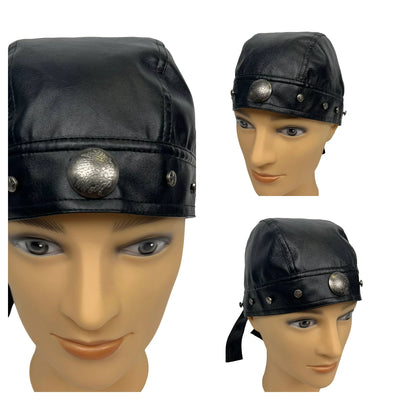 Black Leather Skull Bandana Motorcycle Helmet – Edgy Halloween Gift for Urban Biker Cosplay