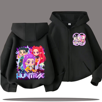 2026 Funny Zip Up Sweatshirts Kpop Demon Hunters Hoodie Children Clothes Kid Girl Boy Sweatshirt Zipper Hoody Baby Casual Top