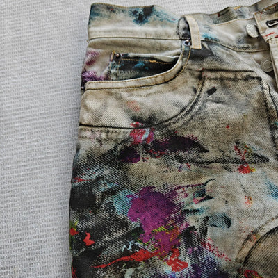 2025 New Candy Ink Old Washed Denim Zipper Slim Fit Straight PANT Jeans Cotton Denim Pants Casual Jeans Size XS-2XL #N025