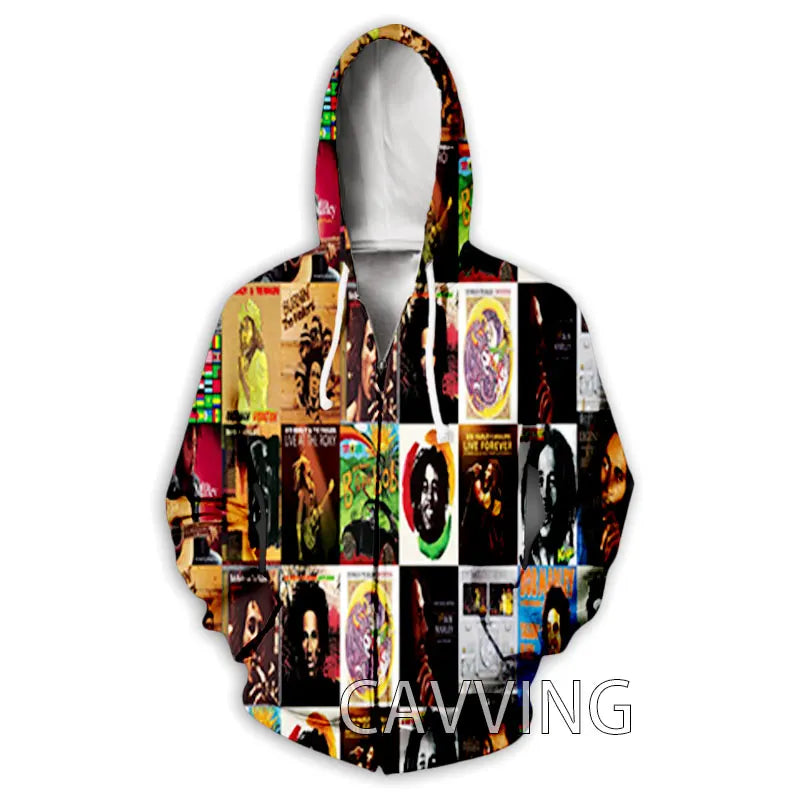 New Fashion 3D Print BOB MARLEY  Zipper Hoodies Zip Up Hooded Sweatshirts Harajuku Hoodie Hip Hop Sweatshirts  H02