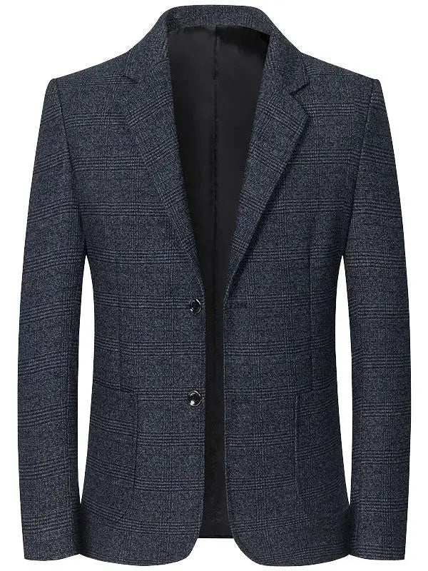 Spring Autumn Men's Plaid Blazers Smart Casual Formal Suits Jackets Coat Men Fashion Slim Fit Turn Down Collar Blazers Outerwear