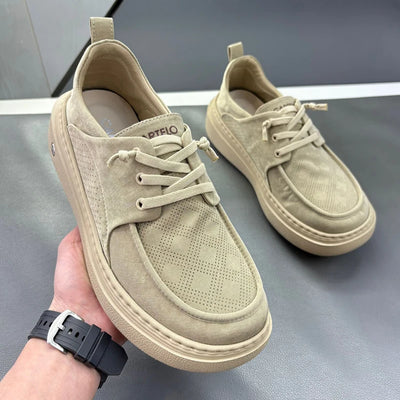 Summer New Lightweight Thick Bottom Casual Shoes Easy to Wear Slip on Lazy Person Cowhide Leather Shoes Breathable Rubber Sole
