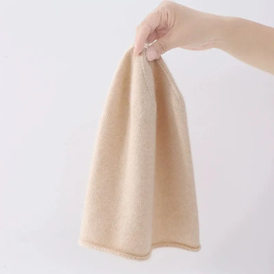 High Quality Pure Cashmere Hat Men Women Autumn Winter Warm Knit Curled Cold Wool Cap Male Casual Classic Solid Beanie Couple