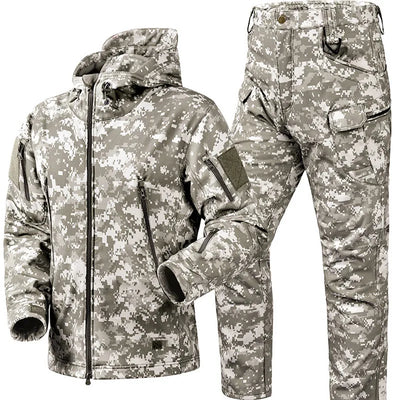 5XL 6XL Low Price Sale of Men's Outdoor New Soft Shell Waterproof and Cut Resistant Thick Wool Fleece Multi Pocket Tactical Set