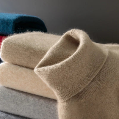 Fall/Winter 12-Needle Flat Lapel 100% Pure Wool Men's Long Sleeve Pullover Knitted Bottoming Shirt Inside