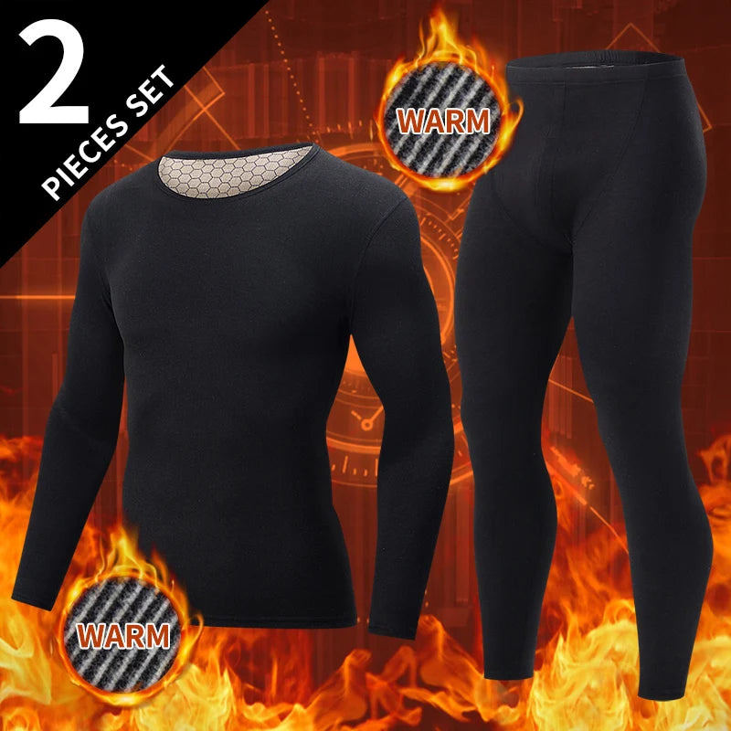 2-Piece Men's Fashion Autumn Clothes And Long-sleeved Trousers Set For Teenagers' Thermal Underwear At The End Of Autumn And Win