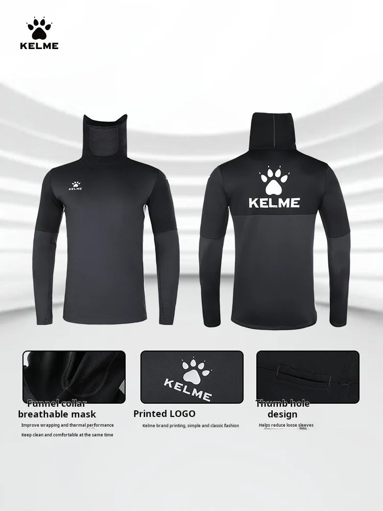 Kelme Football Training Hoodie Long Sleeve Customizable Sportswear Elastic Cold Mask Top Outdoor Warm Hoodie