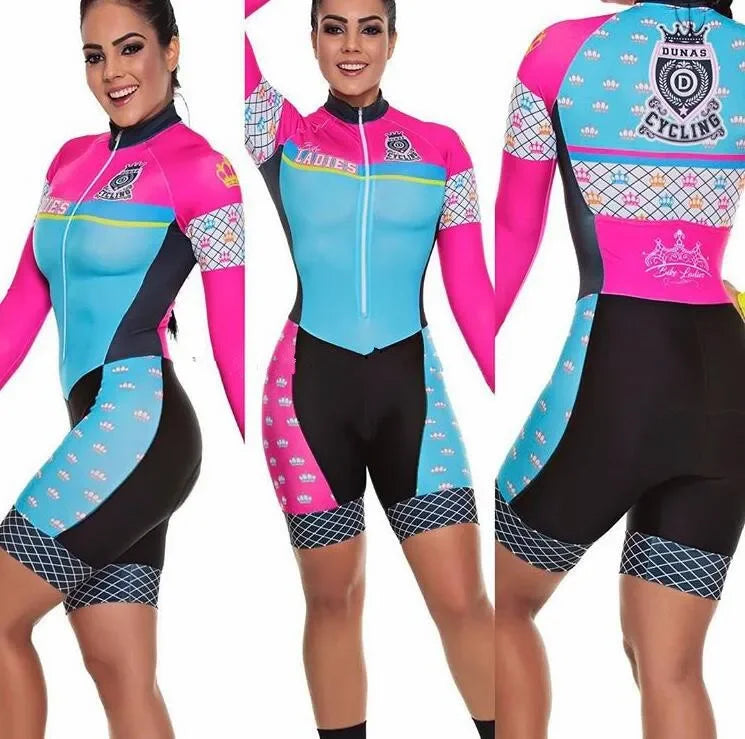 2025 Pro Team Triathlon Suit Women's Cycling Jersey Skinsuit Jumpsuit Maillot Cycling Ropa ciclismo long sleeve set gel