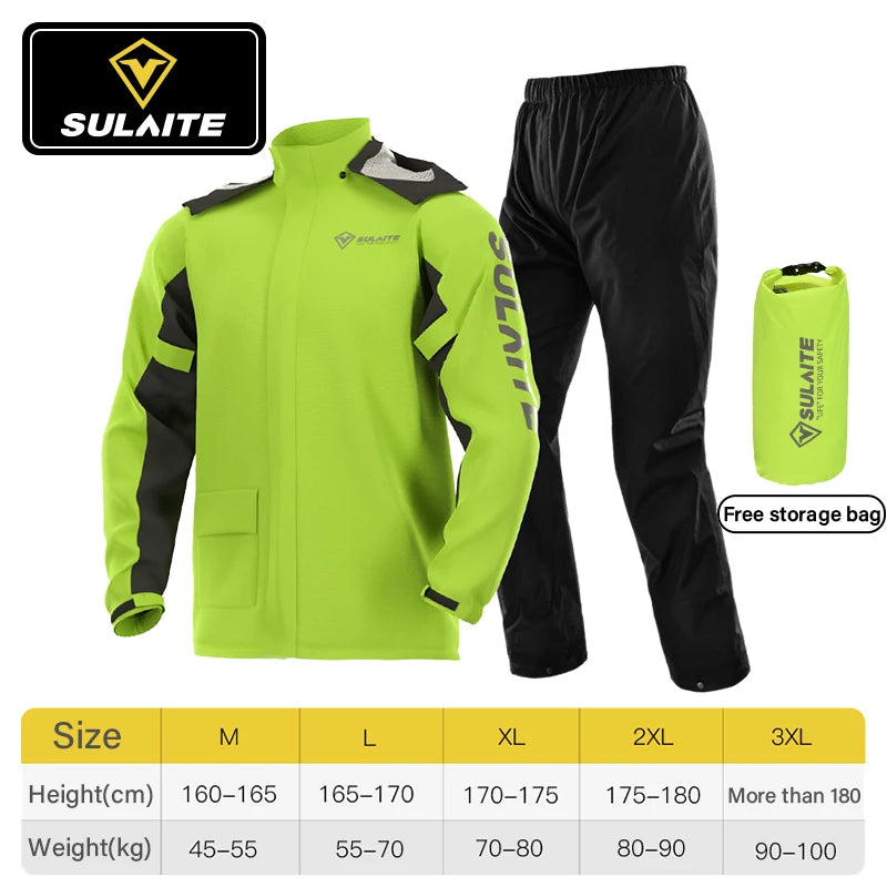 SULAITE Motorcycle Raincoat Men Split Capa De Chuva Motoqueiro Waterproof Motorbike Rain Coat Chubasquero Moto Clothing
