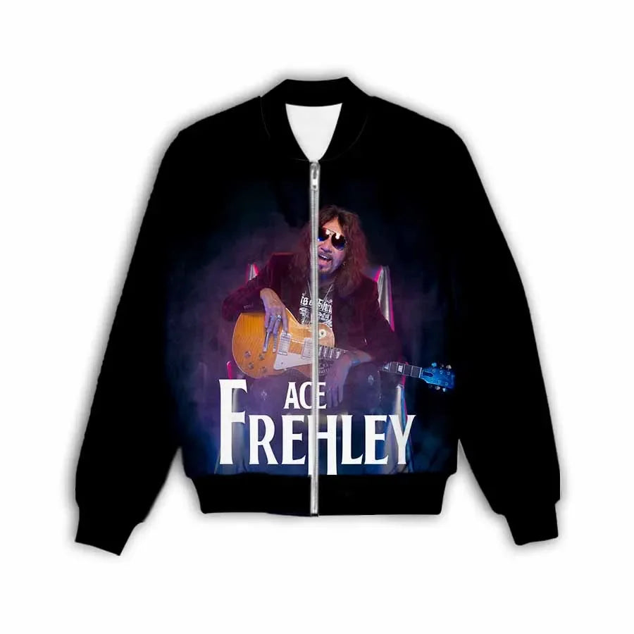 New Fashion Women/Men's 3D Print  Ace Frehley   Zipper Bomber Jackets Men Overcoat Mens Coat Zip Up Jackets    C1