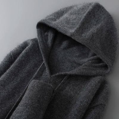 DjzDsm Autumn Winter Men's Sweater 100% Merino wool Thick Hooded Pullover Soft Knitwear Casual Comfort Wool Clothing Tops