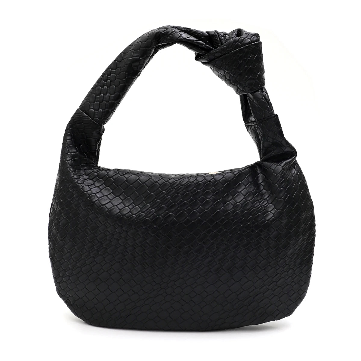 CEZIRA Women Classic Fashion Woven Embossed Hobo Soft PU Vegan Leather Knotted Strap Small Top-handle Shoulder Bag Casual Daily