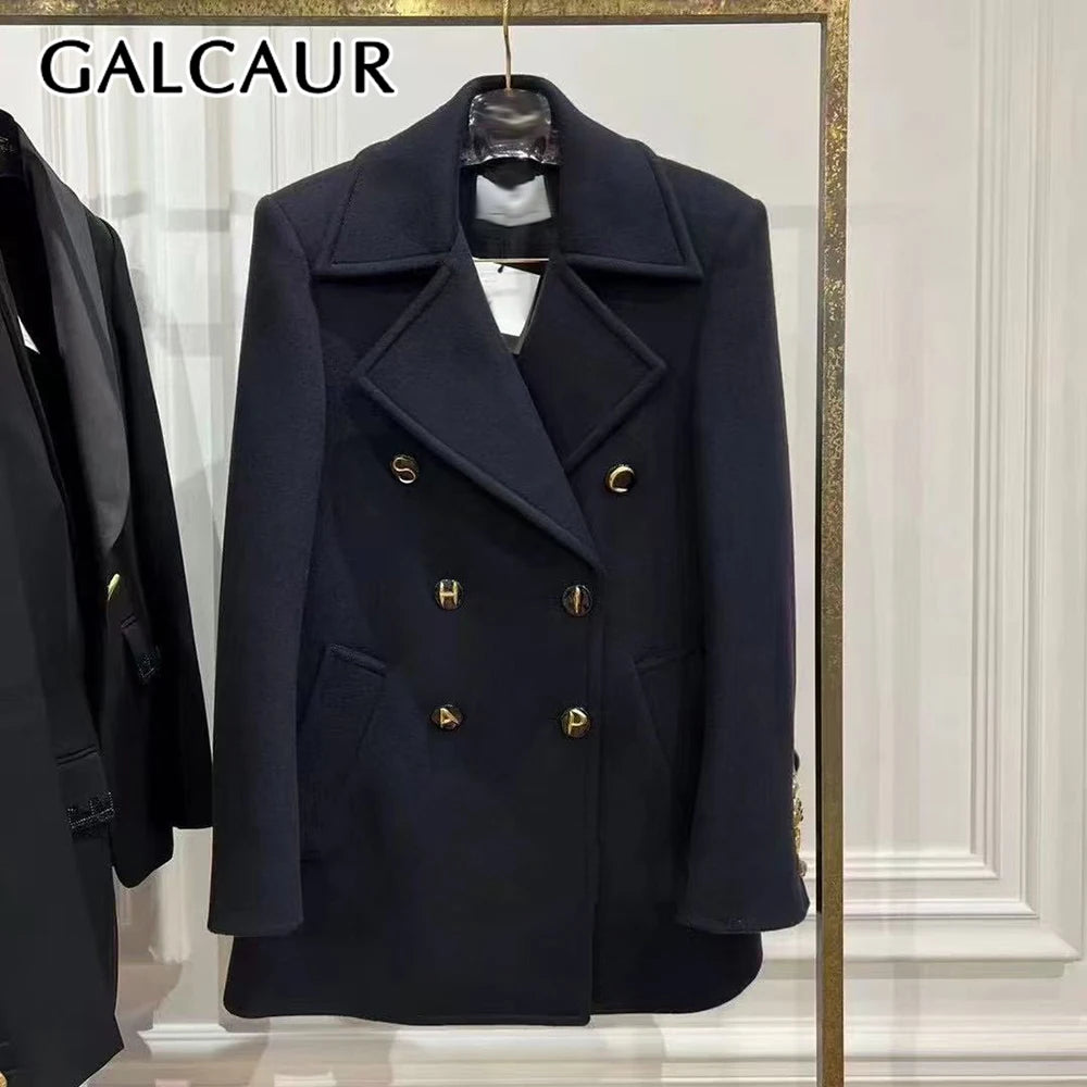 GALCAUR Solid Spliced Buttons Jacket Female Lapel Long Sleeve Loose Temperament Elegant Women's Jackets Autumn Style Fashion New