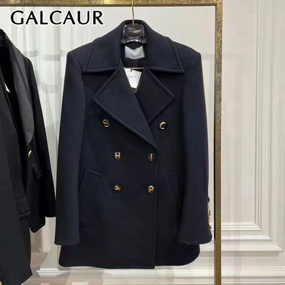 GALCAUR Solid Spliced Buttons Jacket Female Lapel Long Sleeve Loose Temperament Elegant Women's Jackets Autumn Style Fashion New