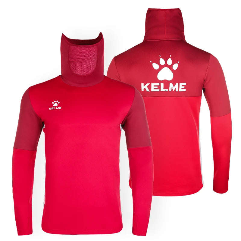 Kelme Football Training Hoodie Long Sleeve Customizable Sportswear Elastic Cold Mask Top Outdoor Warm Hoodie