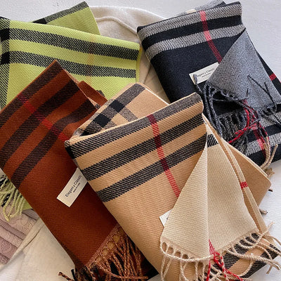 New classic Autumn Winter Fashion Cashmere Plaid Design Scarf Men Women Warm Thickening Shawl Neckerchief Scarves Bufanda Tassel
