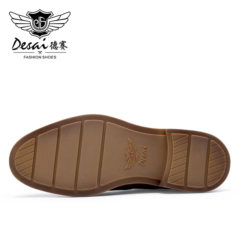 Desai Genuine Derby Men Shoes Cow Suede Leather Autumn Winter Brogue Casual Men Leather Shoe Male Dress Shoes Gifts