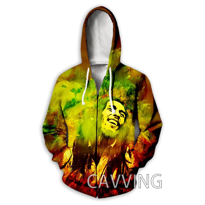 New Fashion 3D Print BOB MARLEY  Zipper Hoodies Zip Up Hooded Sweatshirts Harajuku Hoodie Hip Hop Sweatshirts  H02