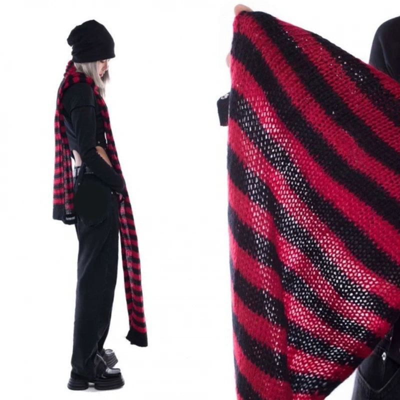 Soft Thicken Striped Scarf for Adult Casual Winter Warm Punk Style Scarf Women Men Unisex Neck Warmer Decorative Wholesale