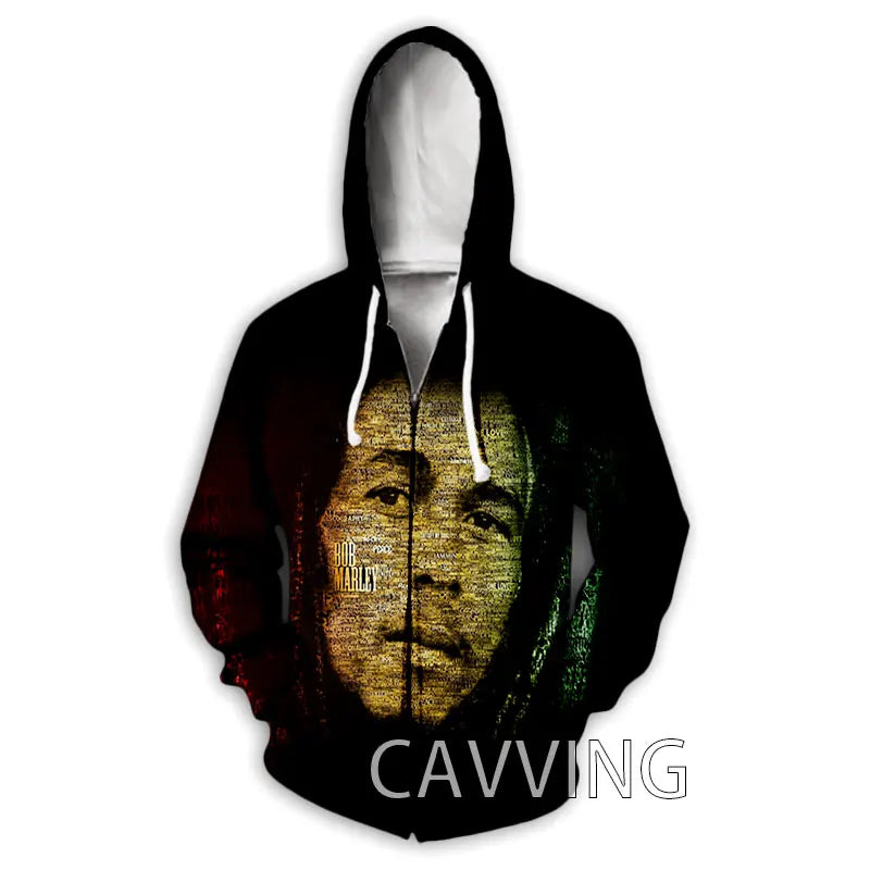 New Fashion 3D Print BOB MARLEY  Zipper Hoodies Zip Up Hooded Sweatshirts Harajuku Hoodie Hip Hop Sweatshirts  H02
