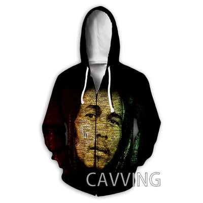 New Fashion 3D Print BOB MARLEY  Zipper Hoodies Zip Up Hooded Sweatshirts Harajuku Hoodie Hip Hop Sweatshirts  H02