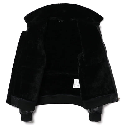 New Air Force Black Shearling Wool Fur Sheepskin Leather Jacket Men Genuine Leather Coat Warm Winter Clothing Motorcycle Jackets