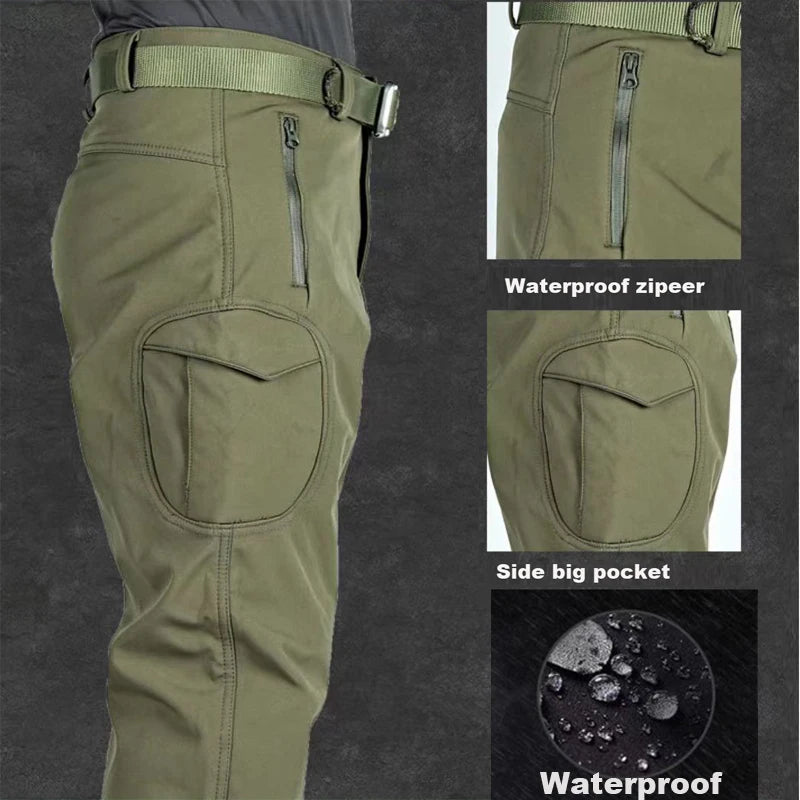 Men's Winter Waterproof Suit Hiking Tracksuit Set Softshell Jackets Camping Coat Tactical Pants Fishing Fleece Trousers