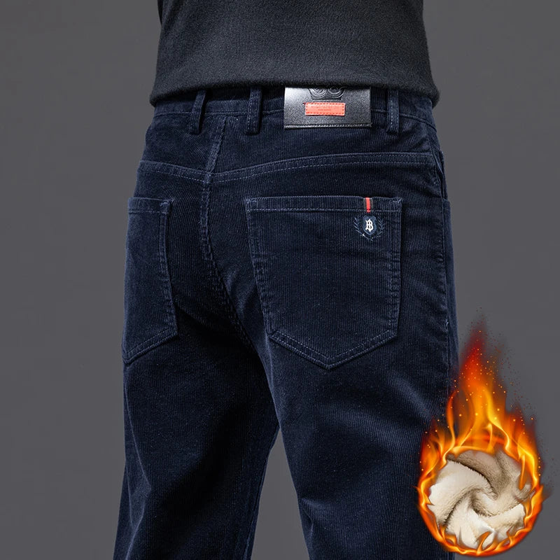 High Quality Corduroy Fabric Men's Business Casual Trousers Autumn Winter Style Small Straight Slim Versatile Cargo Pants