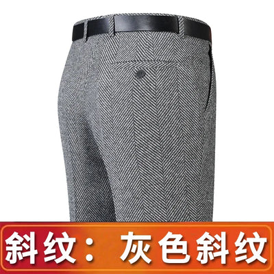 Autumn and Winter Men Thick Woolen Cloth Suit Pants Casual Straight Drape Korean Fashion Business Trousers Male Clothing Q78