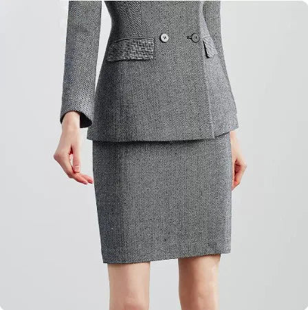 Retro Wool Suit Two Piece Sets Womens Outifits Double-Breasted Blazer Female President Manager Professional Suit Set Clothing